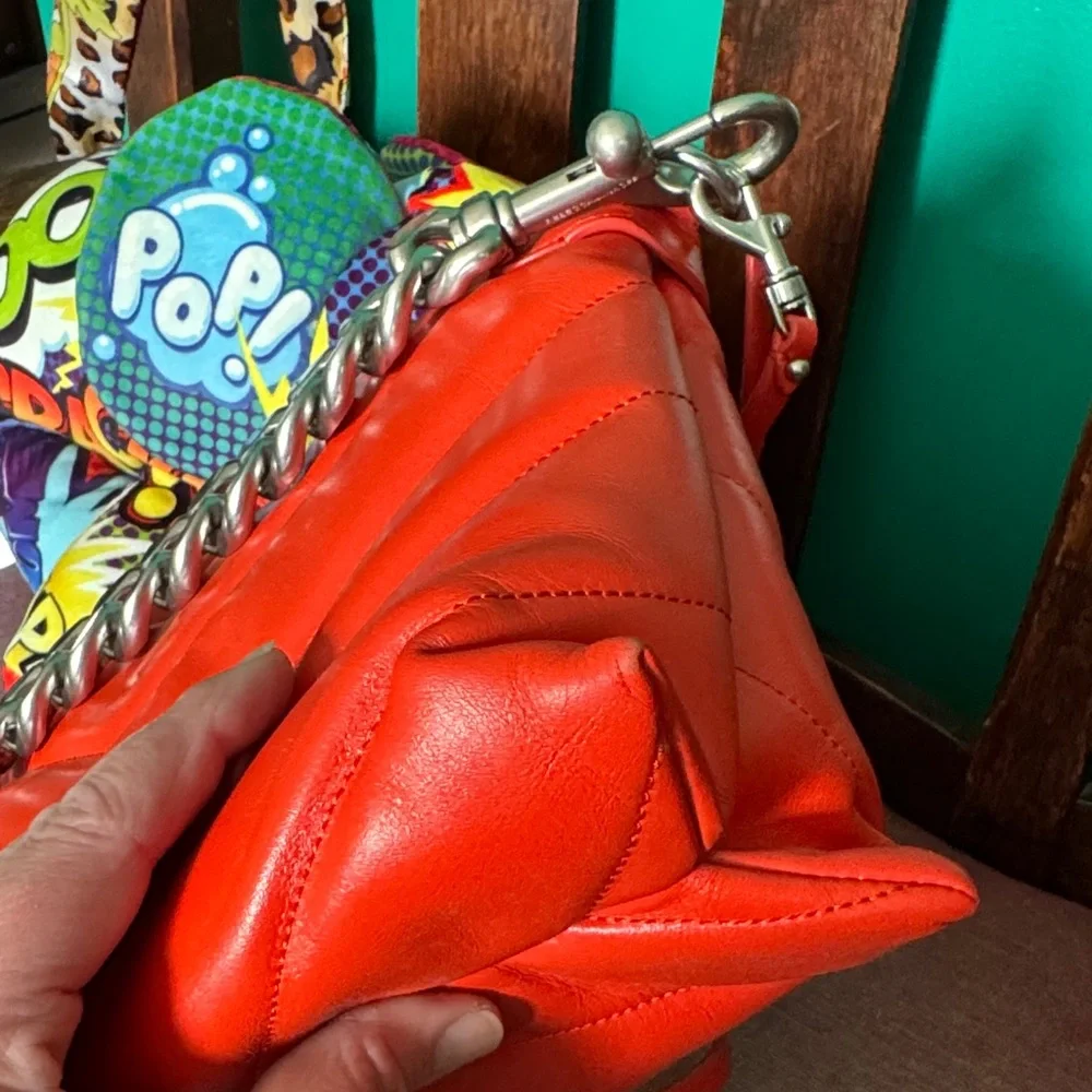 Rebecca Minkoff Bold Orange Crossbody Bag with Chain - Picture 8 of 12